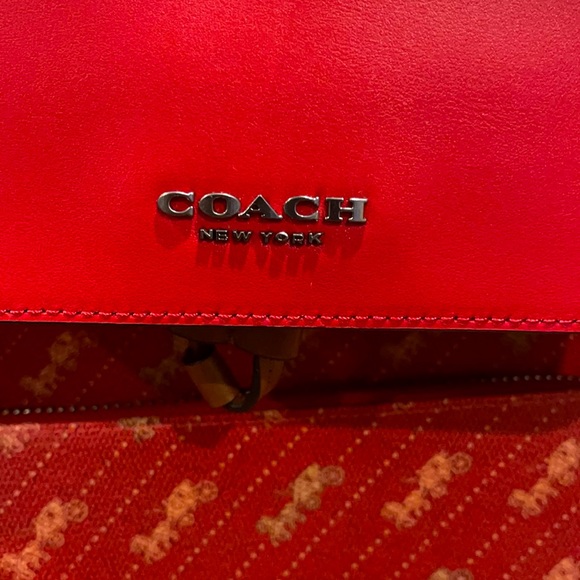Coach New York Unisex Bright Red Coach Carriage Logo Back pack. - Picture 5 of 14